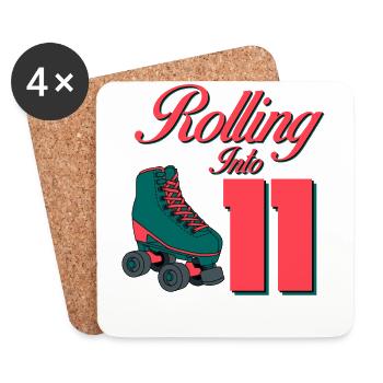 Rollerskating Geburtstag 11 Jahre Alt - Untersetzer (4er-Set) - Weiß - Vorne