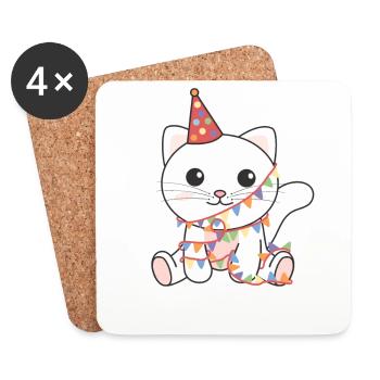 Cat for birthday for children a gift - Coasters (set of 4) - white - Front