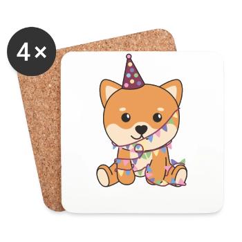 Shiba Inu a birthday gift for children - Coasters (set of 4) - white - Front