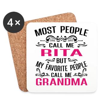 Rita Name Funny Personalized Grandma - Coasters (set of 4) - white - Front