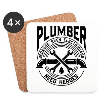 Plumber Because Even Electricians Need Heroes - Coasters (set of 4) - white - Front
