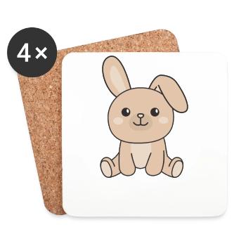 Lapin Lapin Mignon Animaux Lapin de Pâques - Dessous de verre (lot de 4) - blanc - Devant