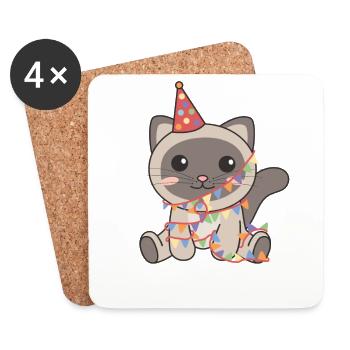 Cat for birthday for children a gift - Coasters (set of 4) - white - Front