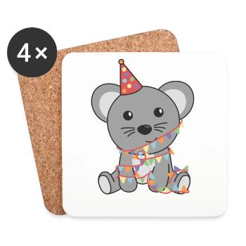 Mouse for birthday for children a gift - Coasters (set of 4) - white - Front