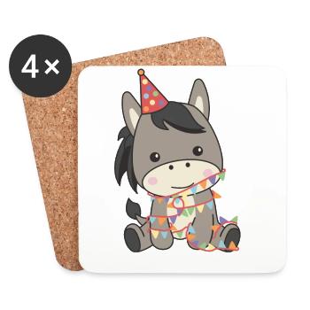 Donkey for birthday for children a gift - Coasters (set of 4) - white - Front
