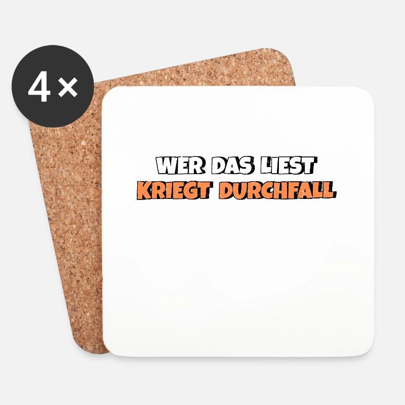 Wer das liest kriegt Durchfall - Untersetzer (4er-Set) - Weiß