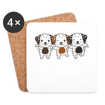 Dalmatian Mignons Animaux pour Enfants Manga Chiens - Dessous de verre (lot de 4) - blanc - Devant