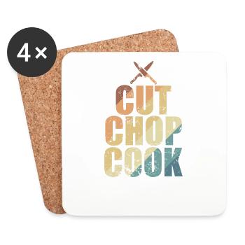 Cut Chop Cook Chefkoch Hobby Essen Küche - Untersetzer (4er-Set) - Weiß - Vorne