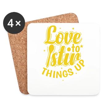 Love to stir Things up Koch Hobby Essen Küche - Untersetzer (4er-Set) - Weiß - Vorne