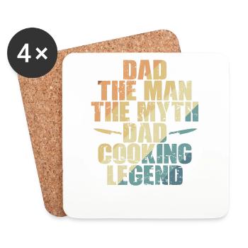 Dad The Man The Myth Day Cooking Legend Hobby - Untersetzer (4er-Set) - Weiß - Vorne