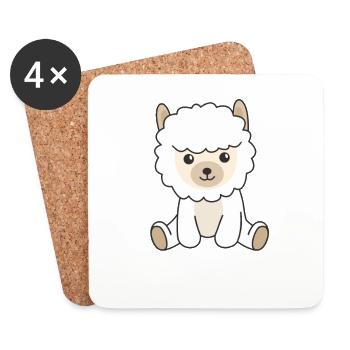 Alpaga animaux mignons pour enfants Alpagas manga - Dessous de verre (lot de 4) - blanc - Devant