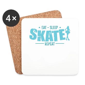 Eat Sleep Skate Repeat Schlittschuhlaufen - Coasters (set of 4) - white - Front