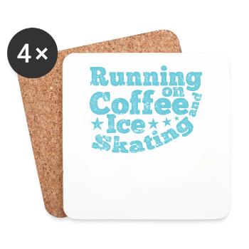 Running on Coffee and Ice Skating Eisbahn - Coasters (set of 4) - white - Front