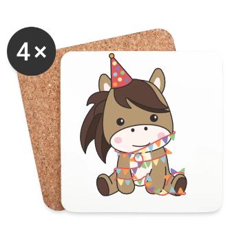 Horse for birthday for children a gift - Coasters (set of 4) - white - Front