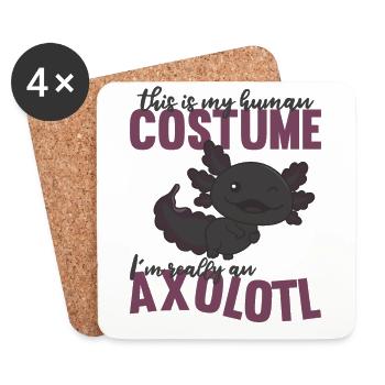 this is my human costume im really an axolotl - Coasters (set of 4) - white - Front