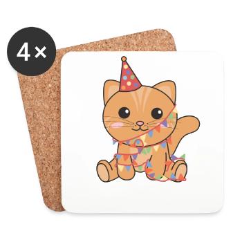 Cat for birthday for children a gift - Coasters (set of 4) - white - Front
