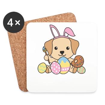 happy easter süßes Labrador Ostern mit Ostereiern - Untersetzer (4er-Set) - Weiß - Vorne