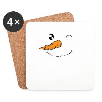 Bonhomme de neige avec carotte comme nez hiver - Dessous de verre (lot de 4) - blanc - Devant