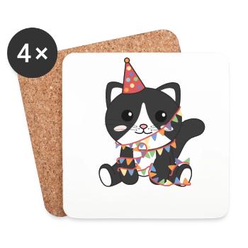 Cat for birthday for children a gift - Coasters (set of 4) - white - Front