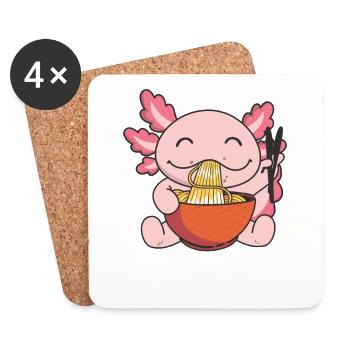 But first Ramen süße Axolotl isst Ramen - Untersetzer (4er-Set) - Weiß - Vorne