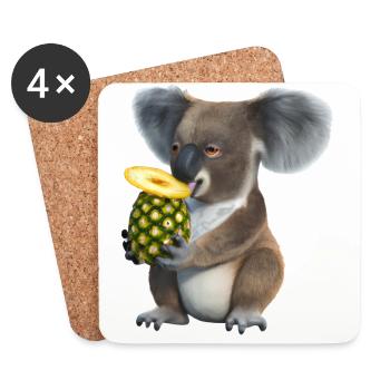 Koala et ananas - Dessous de verre (lot de 4) - blanc - Devant