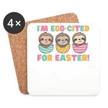 süße Faultiere zu Ostern mit Ostereiern Faultier - Untersetzer (4er-Set) - Weiß - Vorne
