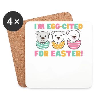 cute polar bears at Easter with Easter eggs polar bear - Coasters (set of 4) - white - Front