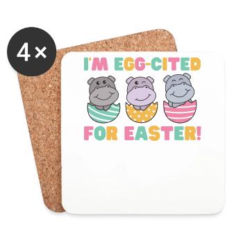süße Hippos zu Ostern mit Ostereiern Hippo - Untersetzer (4er-Set) - Weiß - Vorne