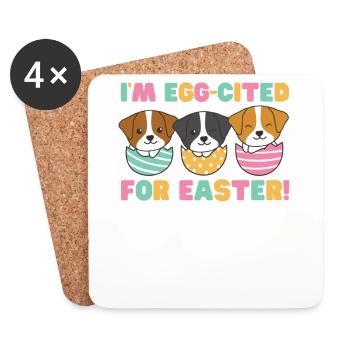 cute dogs for Easter with Easter eggs Jack Russell - Coasters (set of 4) - white - Front