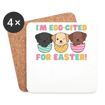 chiens mignons à Pâques avec des œufs de Pâques Labrador - Dessous de verre (lot de 4) - blanc - Devant