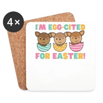 sweet deer at Easter with Easter eggs deer - Coasters (set of 4) - white - Front