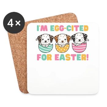 cute dogs at Easter with Easter eggs Dalmatians - Coasters (set of 4) - white - Front