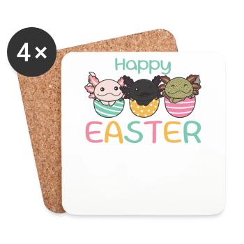 axolotls sucrés à Pâques avec œufs de Pâques axolotl - Dessous de verre (lot de 4) - blanc - Devant