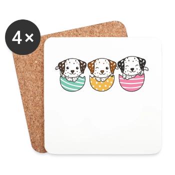 cute dogs at Easter with Easter eggs Dalmatians - Coasters (set of 4) - white - Front