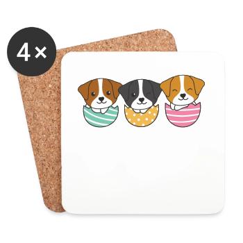 cute dogs for Easter with Easter eggs Jack Russell - Coasters (set of 4) - white - Front