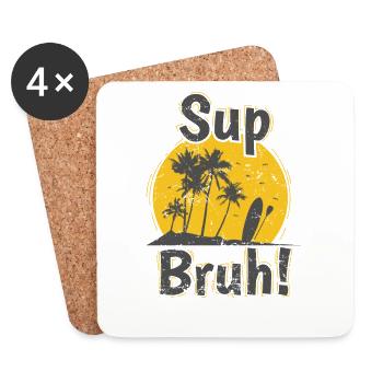 SUP Bruh! Équilibre de la pagaie debout - Dessous de verre (lot de 4) - blanc - Devant