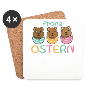 süße Quokkas zu Ostern mit Ostereiern Quokka - Untersetzer (4er-Set) - Weiß - Vorne