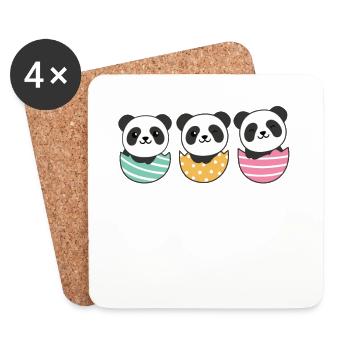 cute pandas for Easter with Easter eggs panda - Coasters (set of 4) - white - Front