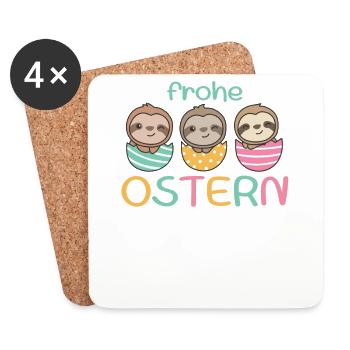 süße Faultiere zu Ostern mit Ostereiern Faultier - Untersetzer (4er-Set) - Weiß - Vorne