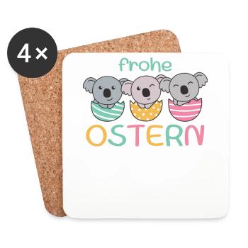 süße Koalas zu Ostern mit Ostereiern Koala - Untersetzer (4er-Set) - Weiß - Vorne