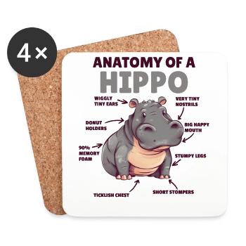 sweet Hippo Explanation Anatomy of a Hippo - Coasters (set of 4) - white - Front
