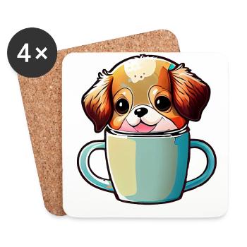 Le bonheur avec un chien : le meilleur ami de l’homme - Dessous de verre (lot de 4) - blanc - Devant