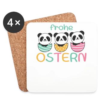 süße Pandas zu Ostern mit Ostereiern Panda - Untersetzer (4er-Set) - Weiß - Vorne
