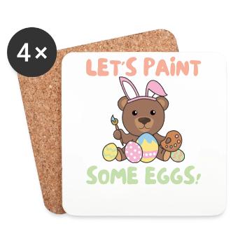 cute bears at Easter with Easter eggs bear - Coasters (set of 4) - white - Front