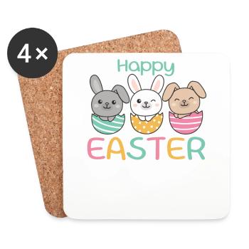 lapins mignons pour Pâques avec lapin aux œufs de Pâques - Dessous de verre (lot de 4) - blanc - Devant