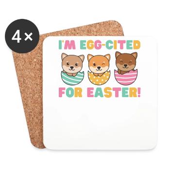 cute dogs for Easter with Easter eggs Shiba Inu - Coasters (set of 4) - white - Front