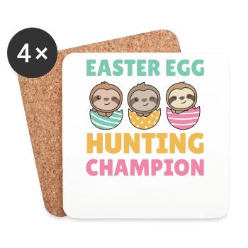 cute sloths at Easter with Easter eggs sloth - Coasters (set of 4) - white - Front