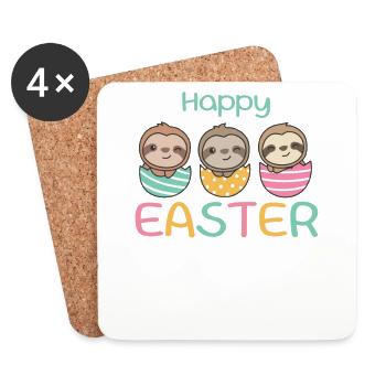 süße Faultiere zu Ostern mit Ostereiern Faultier - Untersetzer (4er-Set) - Weiß - Vorne
