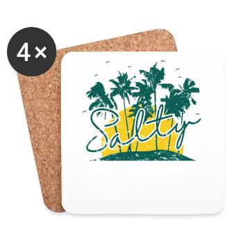 Salty Palm Tree Holiday Beach - Coasters (set of 4) - white - Front