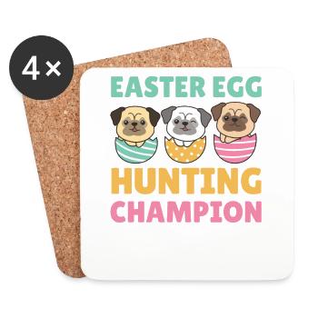 cute dogs at Easter with Easter eggs pug - Coasters (set of 4) - white - Front